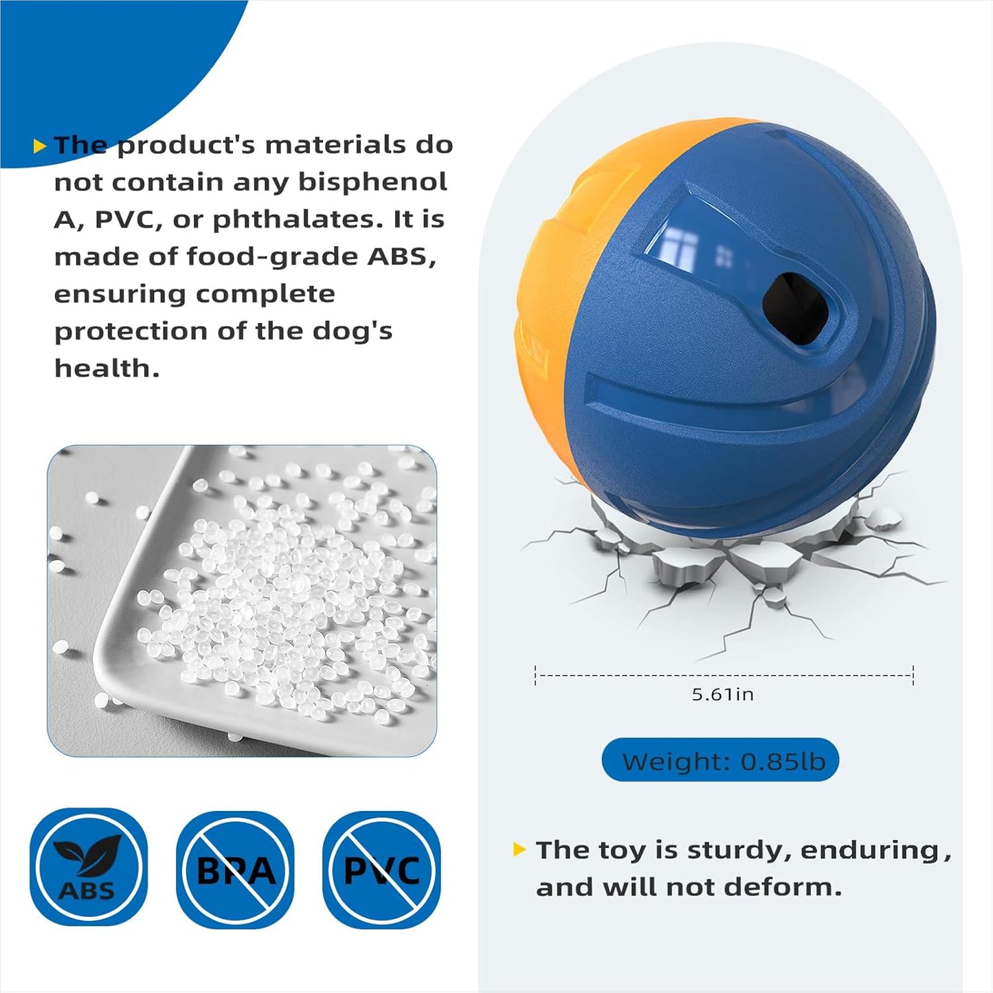 KADTC Dog Treat Giggling Ball - Adjustable Food Dispensing Speed - Puppy Basketball Toy - Puzzle Slow Feeder Mind Game for Medium/Large/Extra L Aggressive Chewers Breed