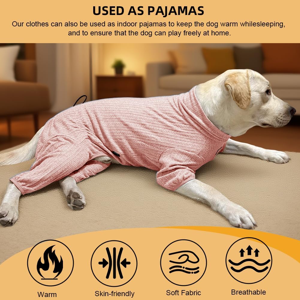 Dog Pyjamas PJS Sweater Clothing and Loungewear Suitable for Medium to Large Breeds of Dogs, Neutering Suits, Extra-Large Stretch Fabric, Four-Legged Dogs Clothes Pyjamas (Sweater Pink, 4XL)