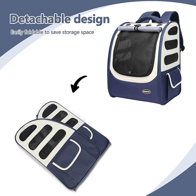 Dog Backpack, Ventilated Pet Hiking Backpack Travel Bag, Airline Approved Cat Backpack for Travel, Hiking, Outdoor Use(Gray)