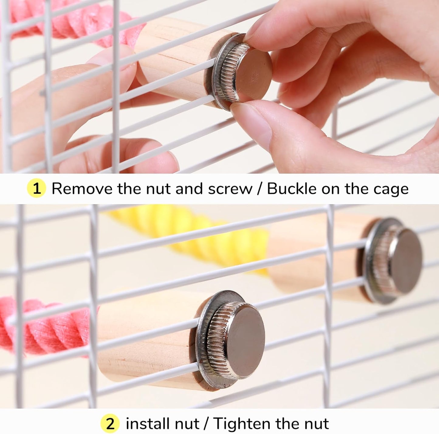 Multi-Color Rope Bird Perch Toys for Parrot Cage Stand, Climbing Swing Accessories for Cockatiel, Parakeets, Budgies, Lovebirds, Conures, Finches - 23.6 inch