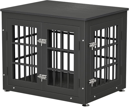26 Inch Heavy Duty Dog Crate Furniture for Small Dogs, Decorative Pet House End Table, Wooden Cage Kennel Furniture Indoor, Black