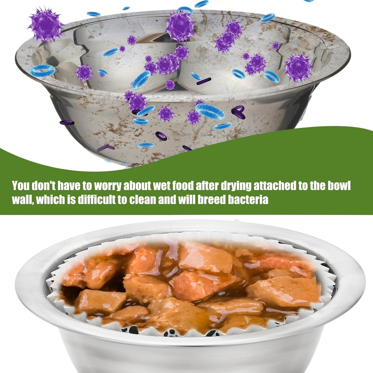 meekoo 600 Pcs Large Pet Disposable Feeding Bowls Liner Bulk Cat Food Bowls Small Paper Dish Paper Liner for Small Dogs Cats Dish Wet Food Feeding Station(White,Paw)