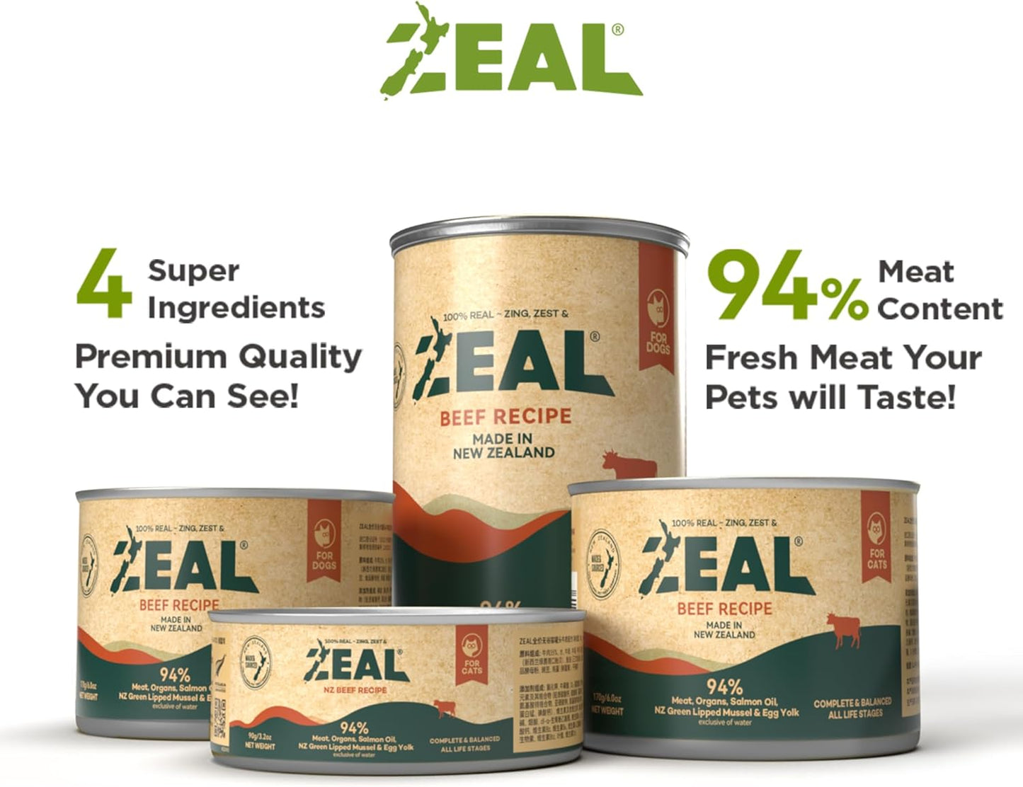 ZEAL New Zealand Wet Cat Food – High Protein, Grain-Free with Superfoods (Venison, 3.17oz Can, 24-Pack)