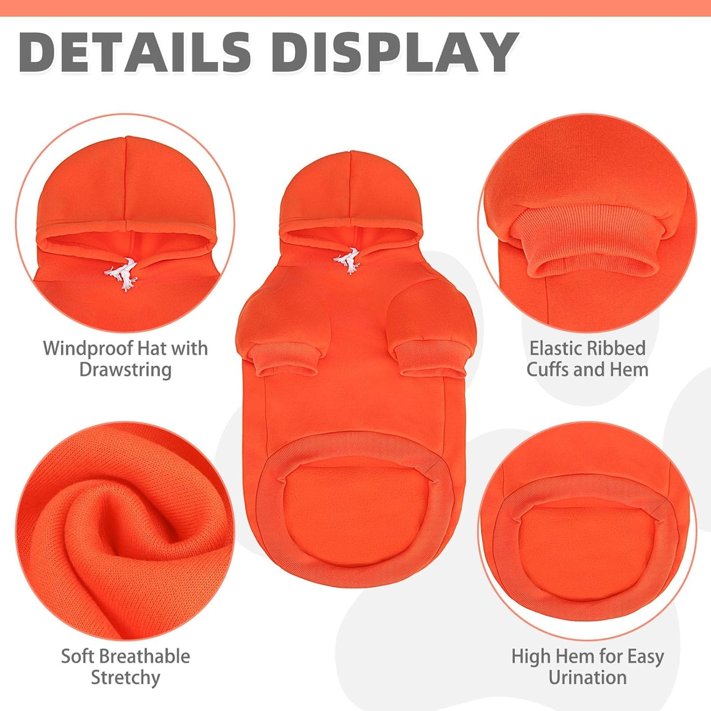 KOOLTAIL Fall Dog Hoodie - Soft & Warm Dog Thanksgiving Sweater with Leash Hole and Pocket, Pet Winter Coat, Cold Weather Clothes Sweatshirt for Small Medium Large Dogs Puppy Cat Boys Girls, Orange L