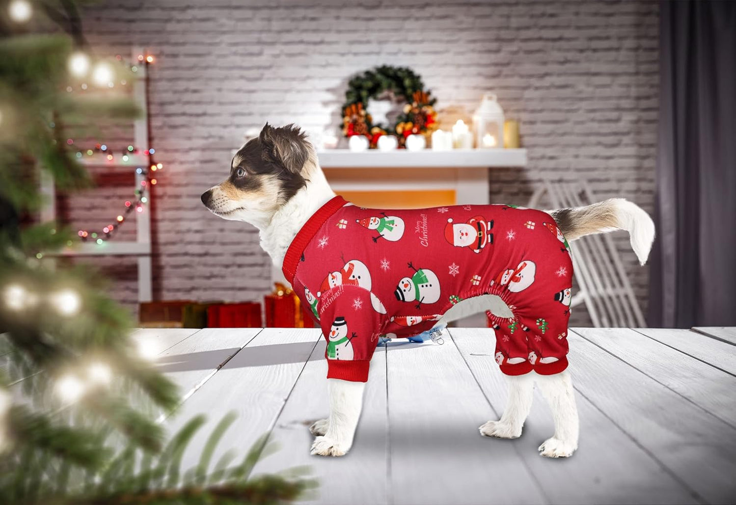 Dog Christmas Pajamas Snowman Pet Clothes Costumes Pjs Stretchy Funny Pet Costumes Outfit Dog Pajamas for Medium Dogs(M)