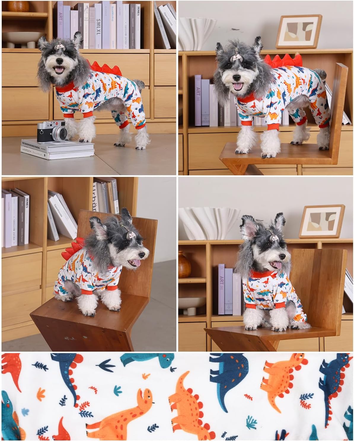 CuteBone Dinosaur Costume Dog Pajamas, Stretchy Spandex Crystal Velvet Sleepwear Coat for Small Dogs, Soft & Warm Pet Outfit Clothes for Cold Weather, Cozy Pullover Design COSP02XS