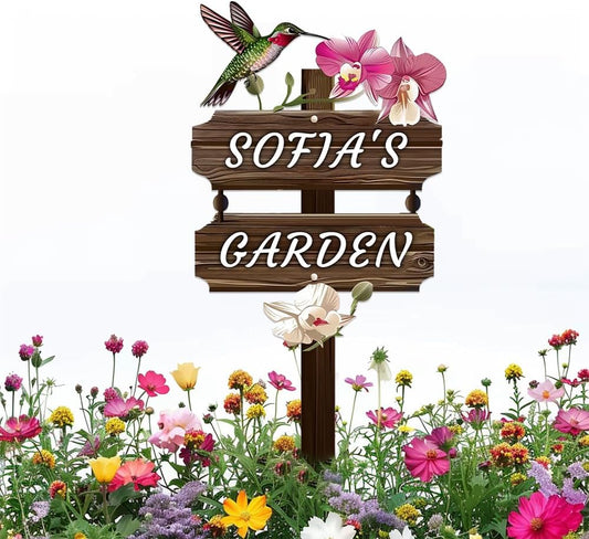 Personalized Watercolor Bird Metal Sign with Stake,Custom Gardener Last Name Signs Outdoor Decor,Customized Gardening Housewarming Gifts,Birds on the Branch Plaques for Patio Lawn Porch Backyard Farm