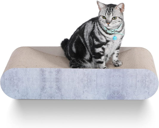 2 in 1 Cat Scratcher Cardboard Lounge Bed, Cat Scratching Post, Durable Board Pads Prevents Furniture Damage,Large (Reversible Grey)