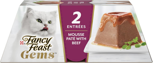 Fancy Feast Gems Pate Cat Food Mousse with Beef and a Halo of Savory Gravy Cat Food - (Pack of 8) 4 oz. Boxes