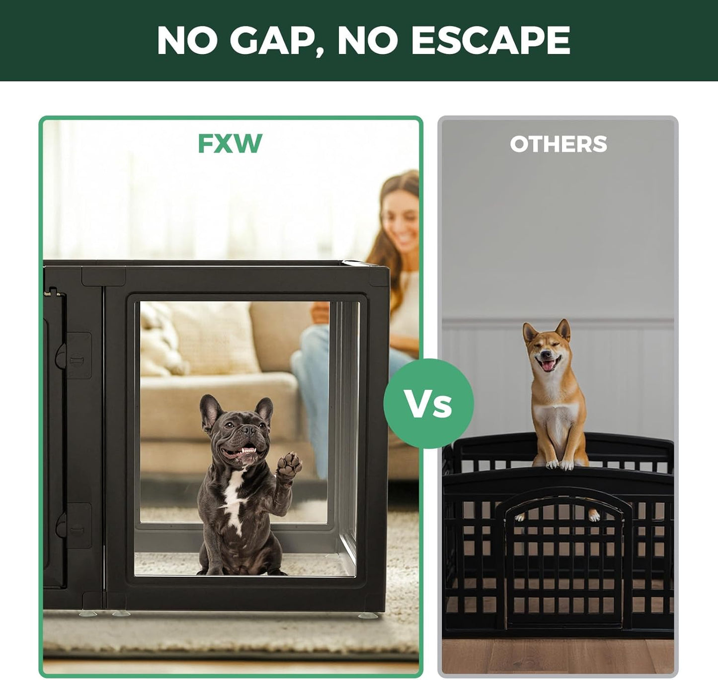 FXW AuraSpace Acrylic Indoor Unleashed Dog Playpen for Small and Medium Dogs, 30 Inch, 12 Panels, Black