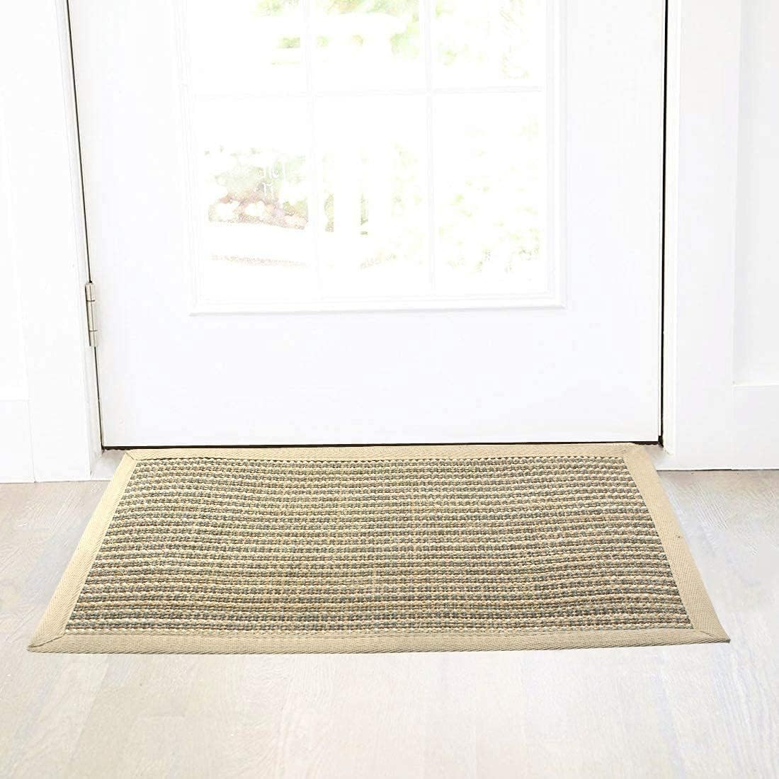 FUKUMARU Cat Scratcher Mat, 23.6 X 15.7 Inch Natural Sisal Cat Scratch Mats, Horizontal Cat Floor Scratching Pad Rug, Protect Carpets and Sofas (Cream - Thicken)