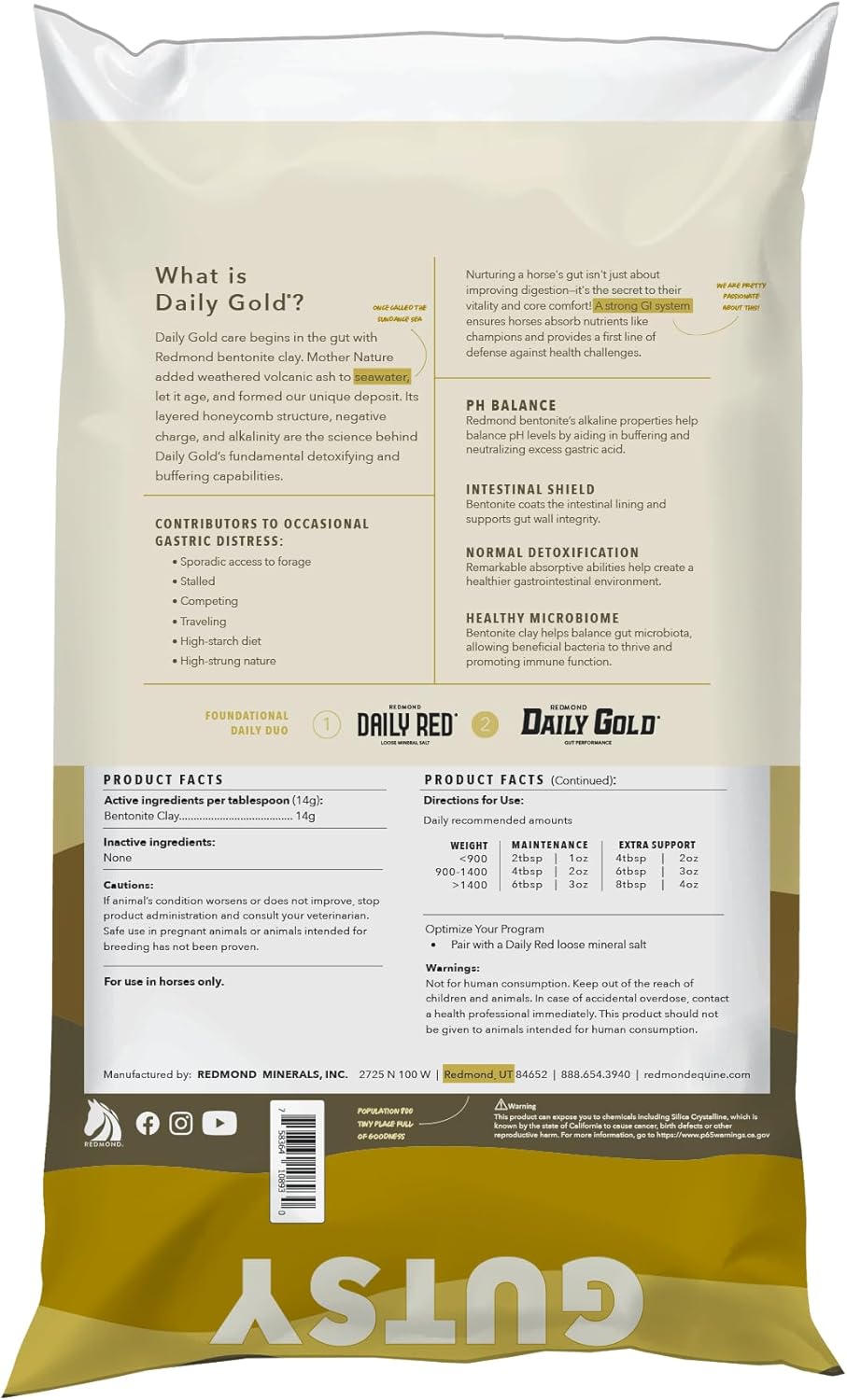 REDMOND Daily Gold Stress Relief – Natural Digestive and Ulcer Supplement for Horses