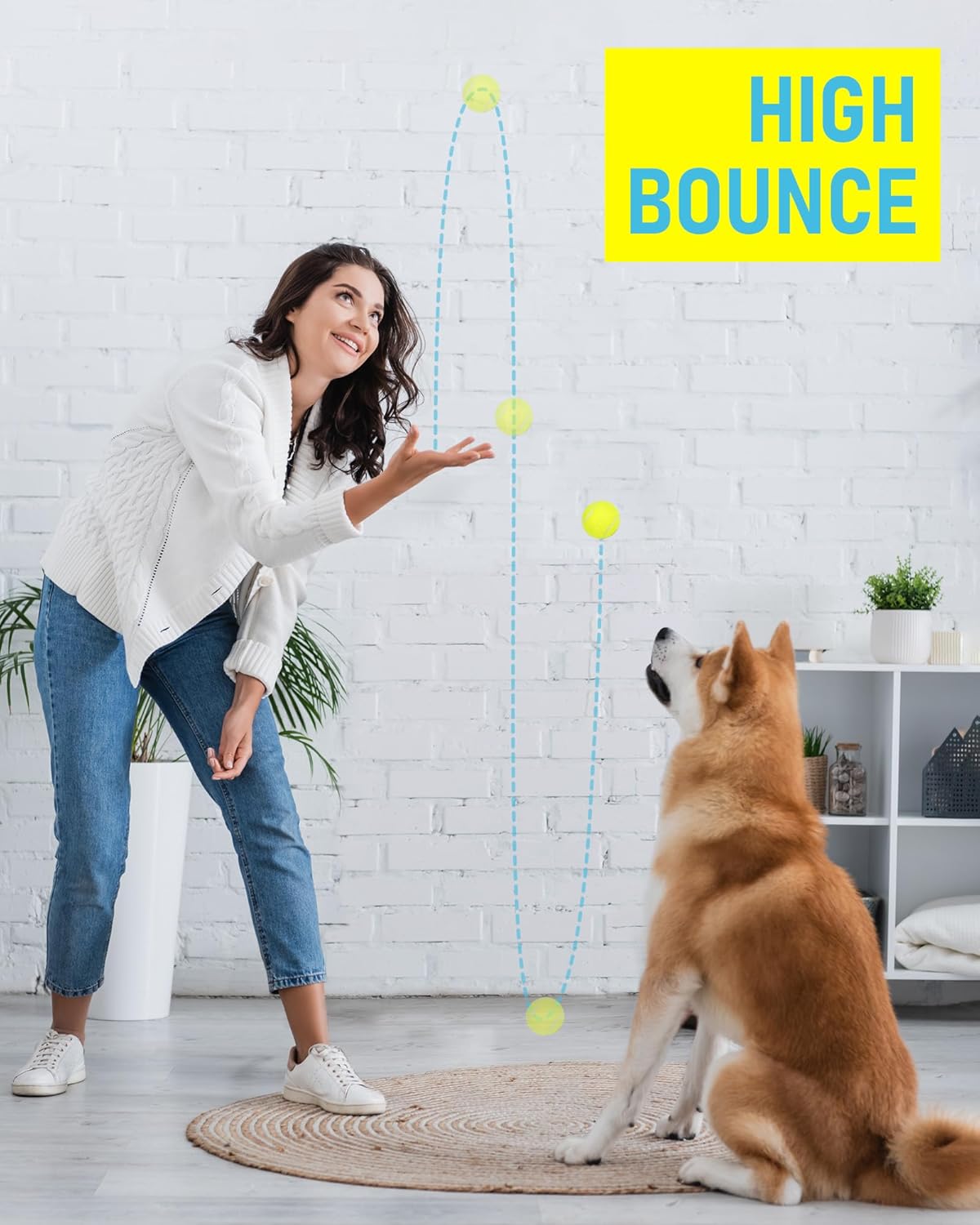 Prime Pets Toys for Dogs, 2.5 Inch Dog Toys, Interactive Pet Dog Toy Balls for Medium, Large Dogs, Tennis Balls for Dogs