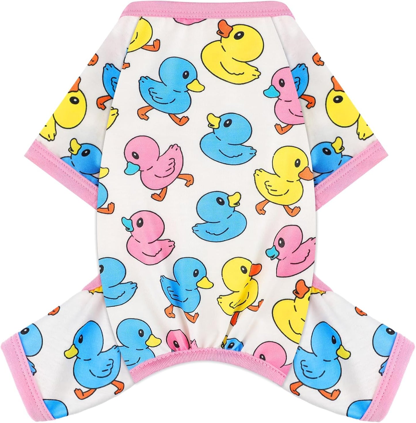 Dog Pajamas Small Sized Dogs Stretchable Summer Dog Clothes Pjs 4 Legs Girl Boy Cute Soft Puppy Outfits Doggie Cat Jammies Jumpsuit Sleeper for Pet (Duck, X-Small)