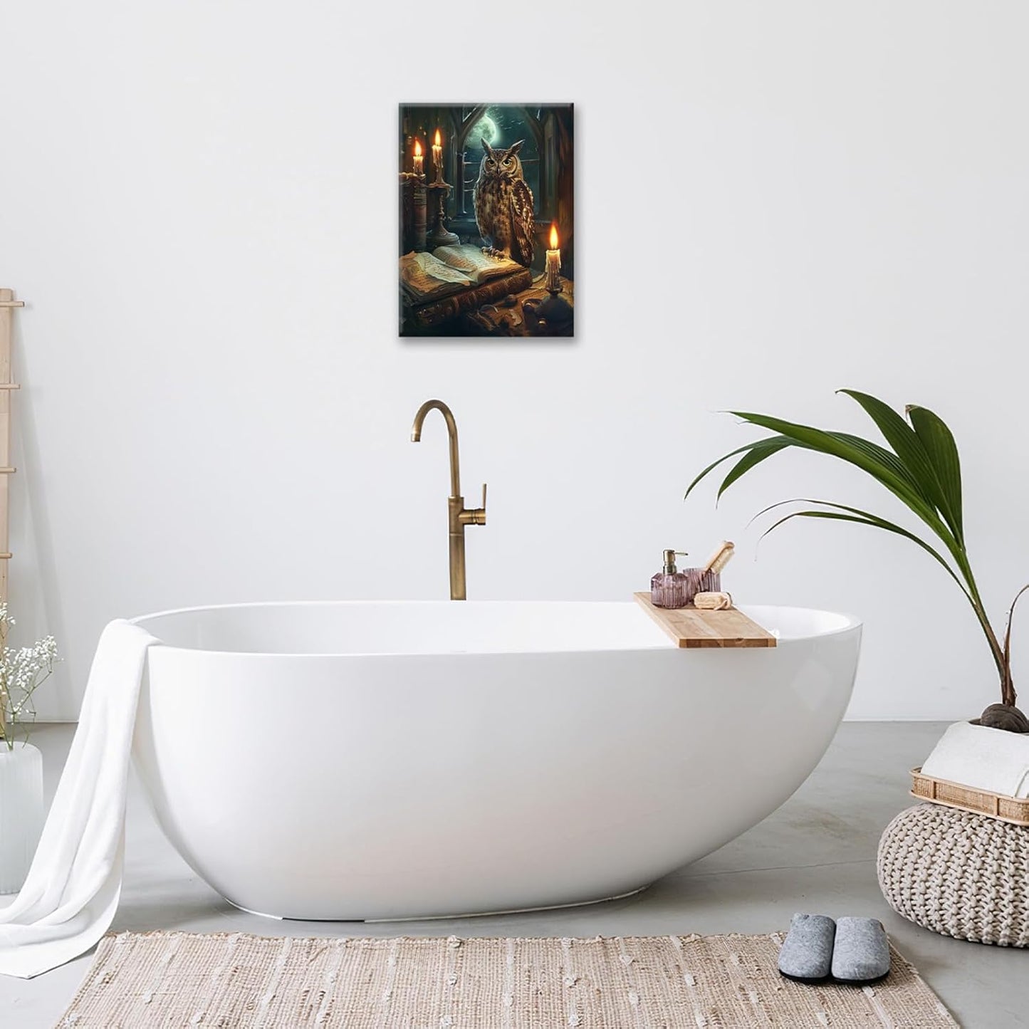 Owl Book Wall Art Vintage Canvas Wall Decor Prints Framed Painting Owls Pictures Gifts Artwork for Bathroom Living Dining Bedroom 12"x16"