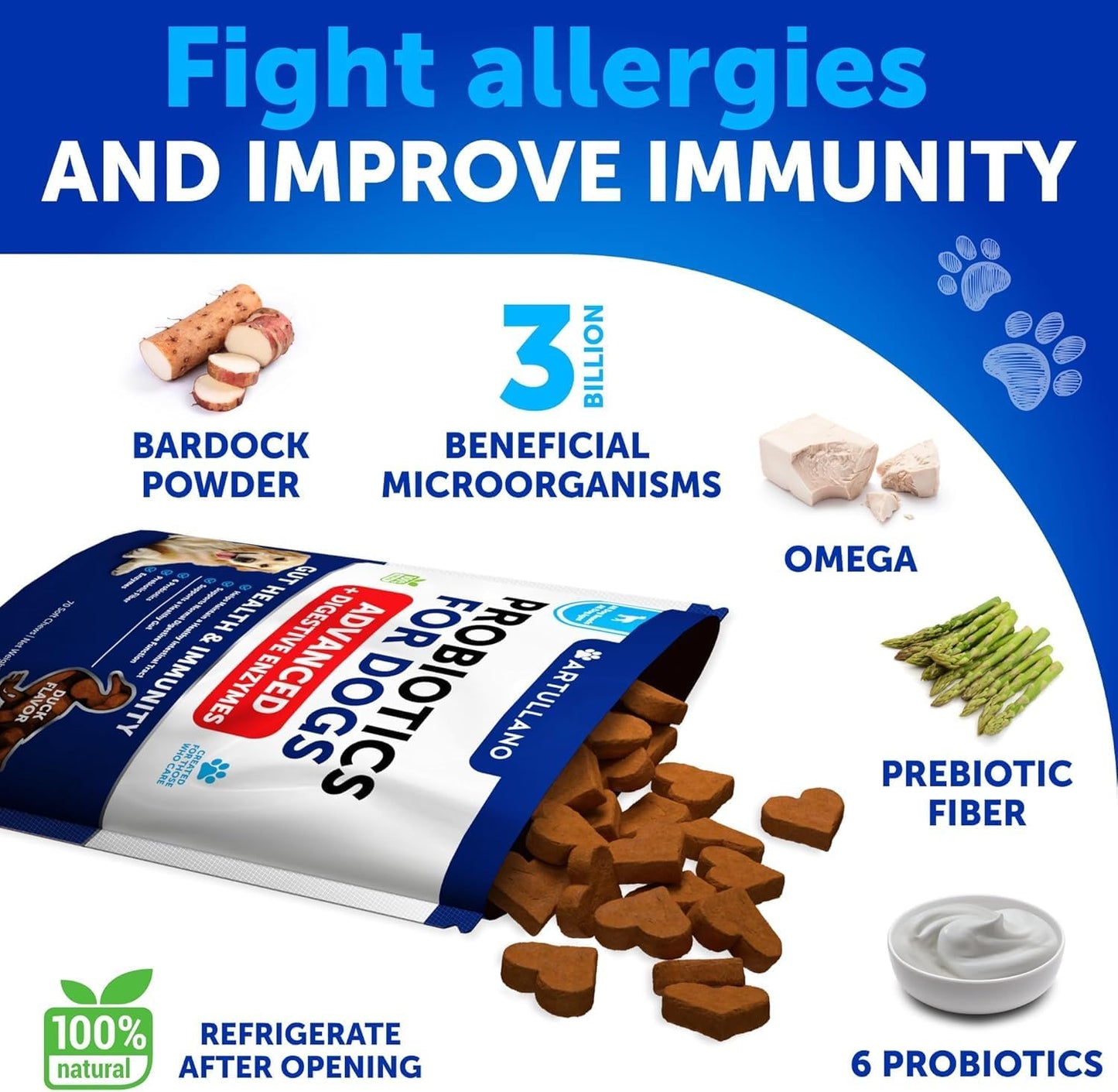 Probiotics for Dogs - Support Gut Health, Itchy Skin, Allergies, Immunity, Yeast Balance - Dog Probiotics and Digestive Enzymes with Prebiotics - Reduce Diarrhea, Gas - 70 Probiotic Chews for Dogs