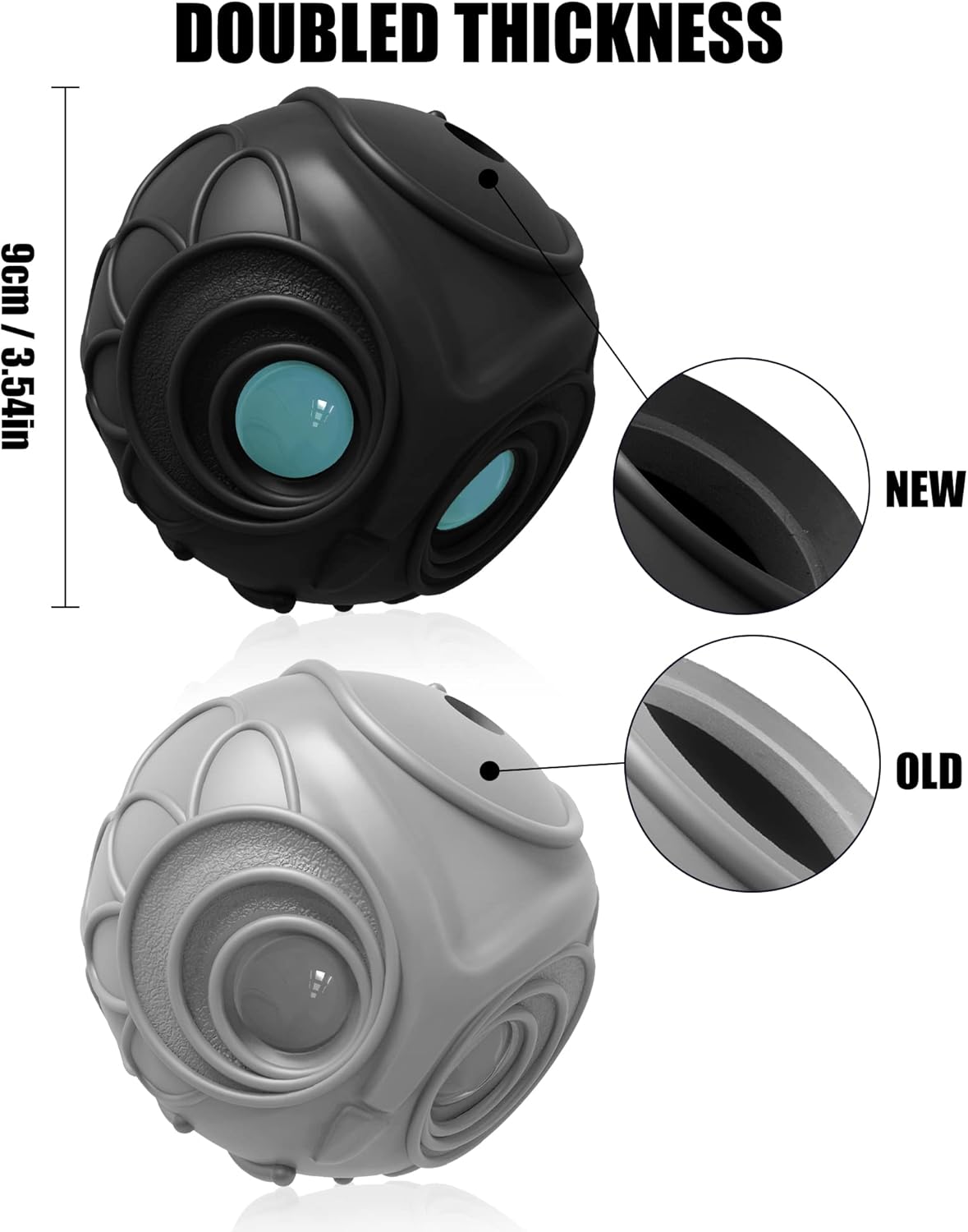 Mewlmart Giggle Ball for Dogs Owl Toys for Aggressive Chewers Punching Balls Gift for Dog Medium Large Dogs Ball Natural Rubber Cute Fun Owl Hoot (Death Knight)