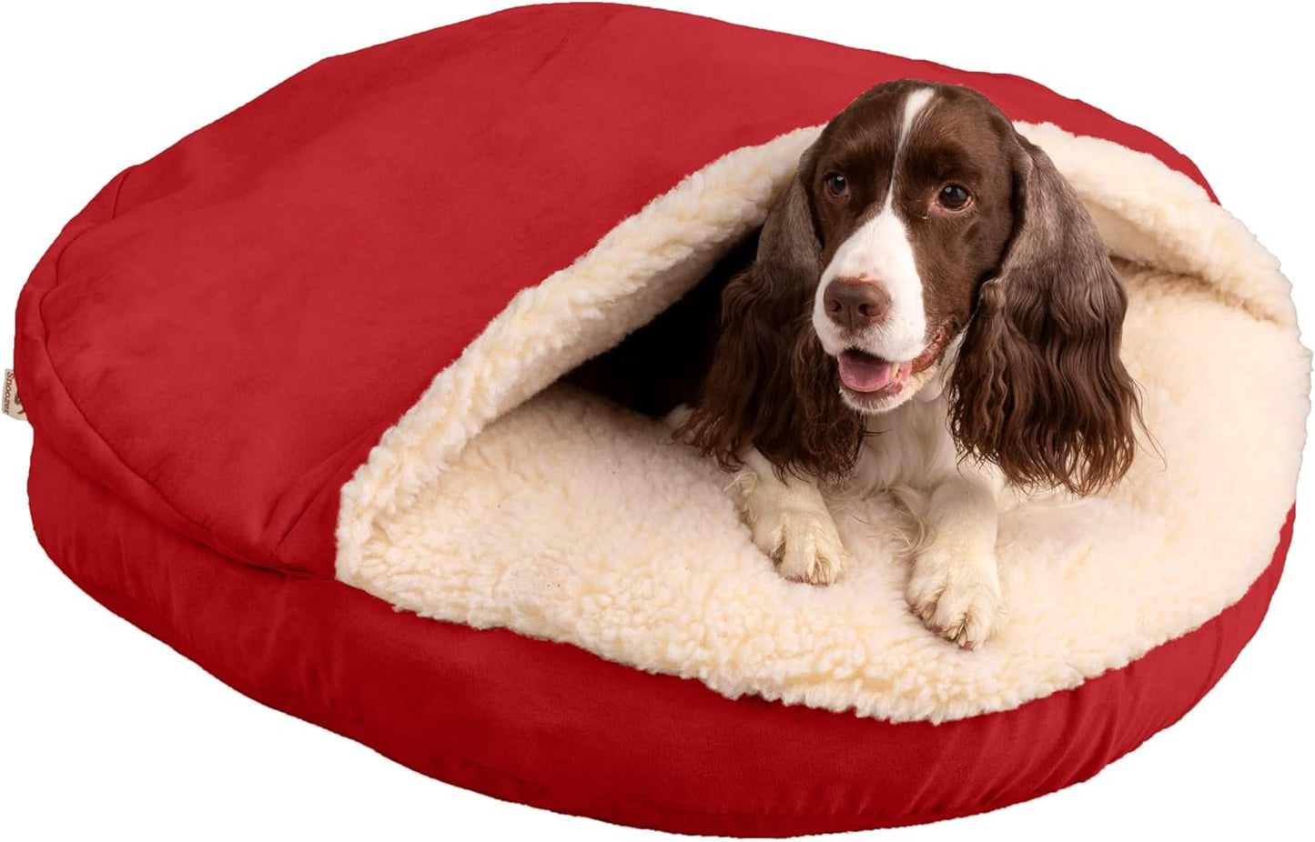 Snoozer? Classic Poly-Cotton Cozy Cave Pet Bed, Small, Red