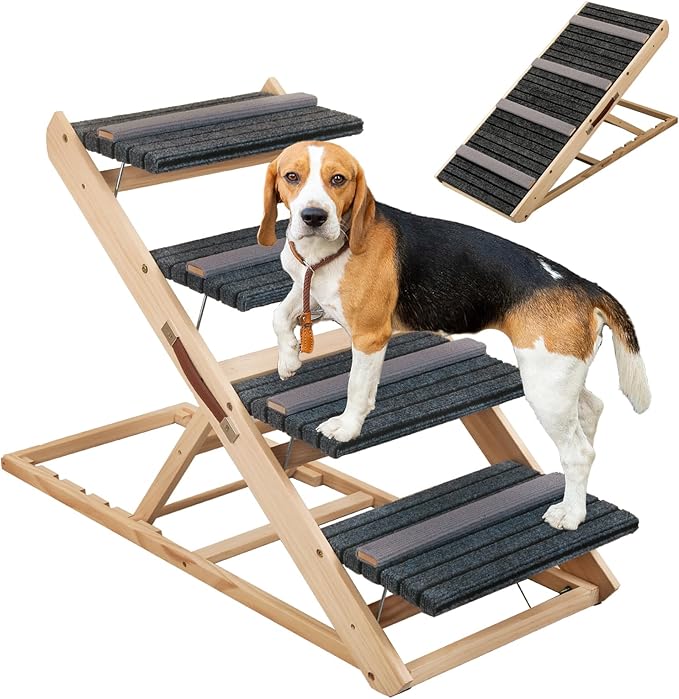2-in-1 Dog Ramp and Dog Stairs Folding Ramp for Bed and Couch, Suitable for Small to Medium Dogs, Supports up to 150 Pounds
