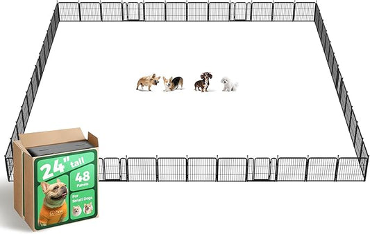 FXW Rollick Unleashed Dog Playpen for Indoor, Yard, RV Camping, 24 inch 48 Panels for Small and Puppy Dogs, Black│Patented