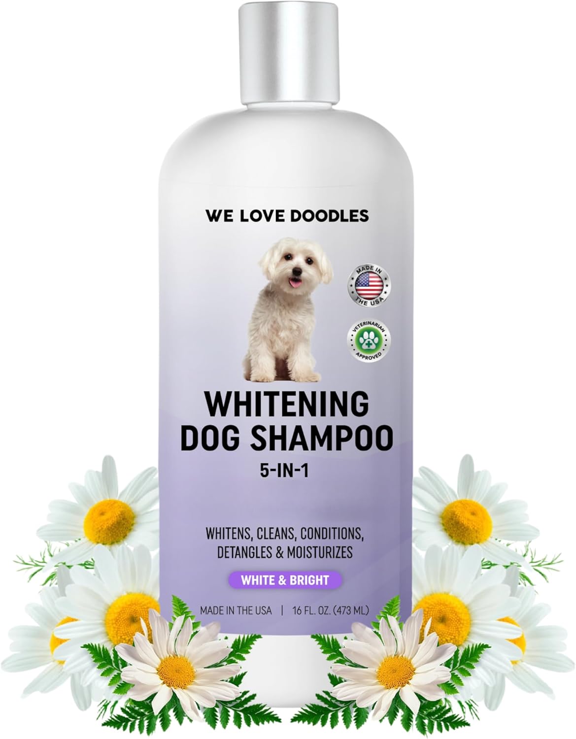 Whitening Dog Shampoo | Made in USA | Brightening Dogs Fur | White & Bright Hair | Removes Stains & Discoloration [We Love Doodles]