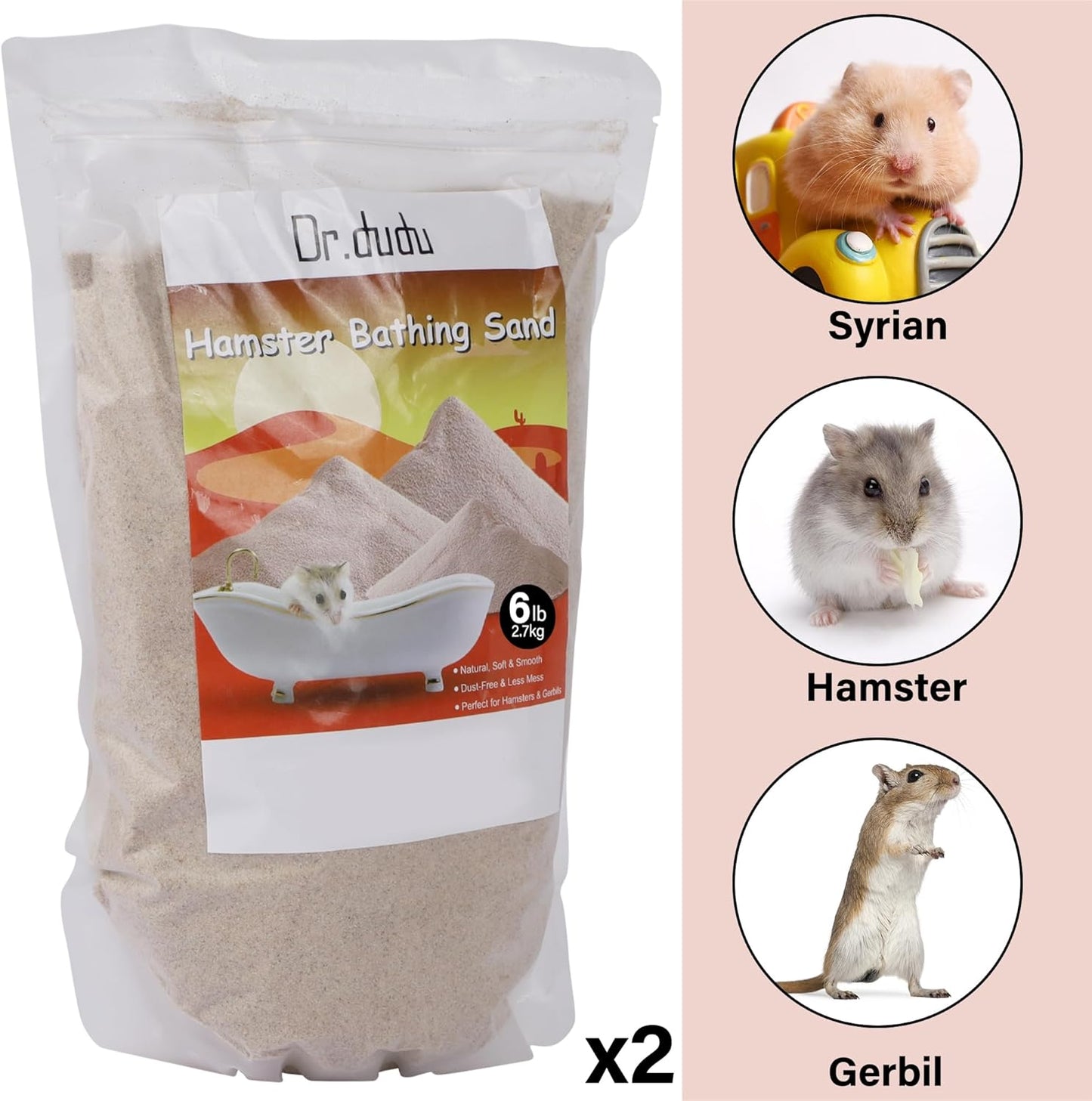 DR.DUDU Hamster Bath Sand, 12lb Dust Free Desert Sand or Potty Litter Sand for Hamster Chinchillas Gerbil Syrian Mice Small Animals (Beige)