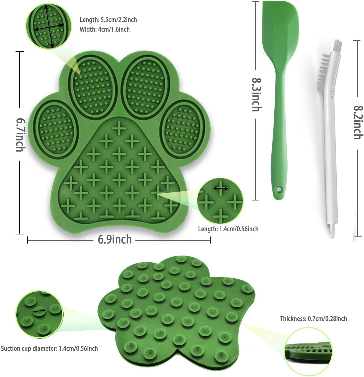 Lick Mat for Dogs and Cats, Premium Lick Pad with Suction Cups,Dog Slow Feeder Dowl Mat for Bathing Grooming Nailing Trimming, Food-Grade, Non-Toxic (Green)