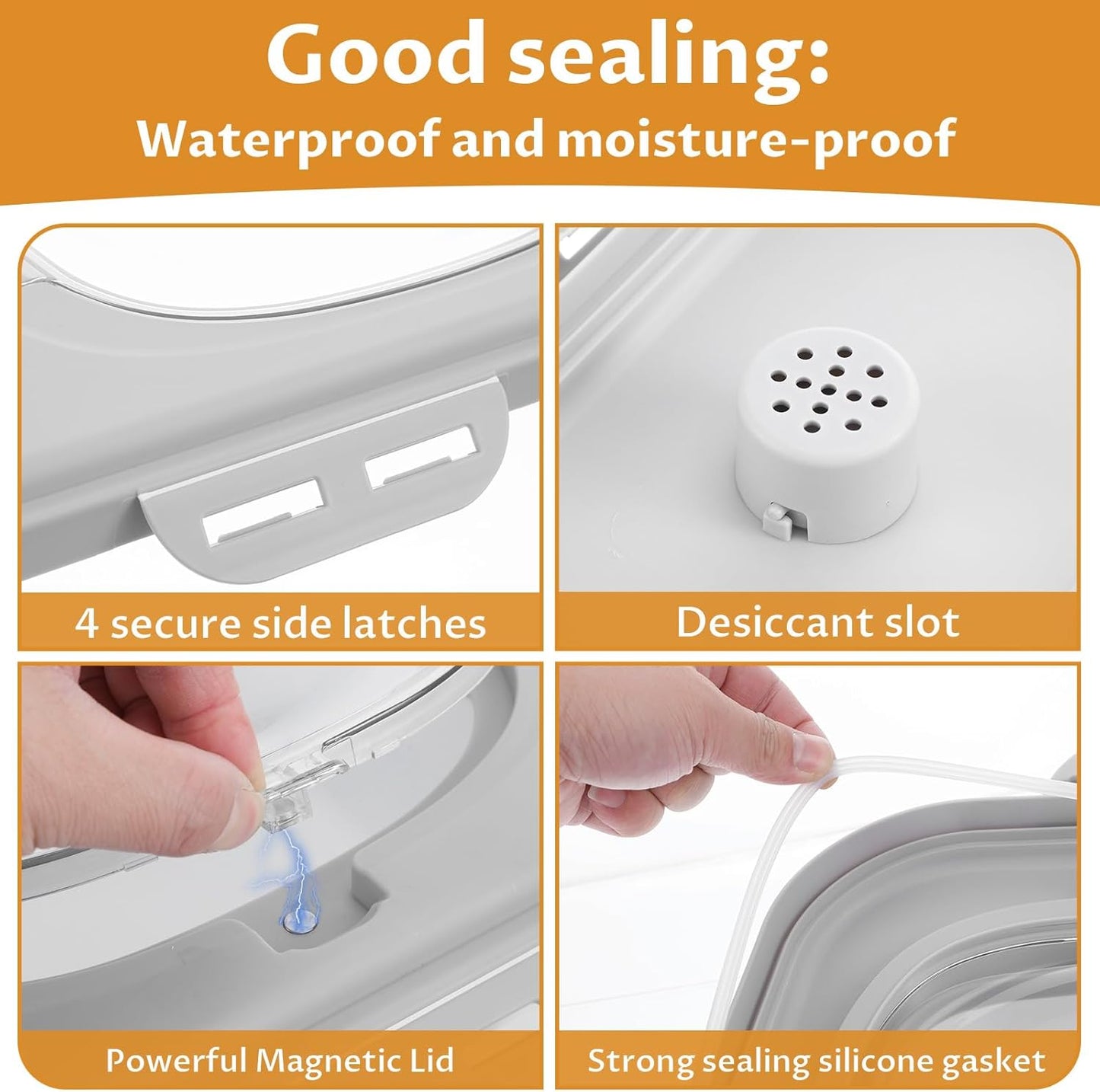 Collapsible Cat Litter Storage Bin Container with Airtight Lids, Portable Cat Litter Storage Container with Wheels, Kitchen Cereal Rice Leakproof Sealable