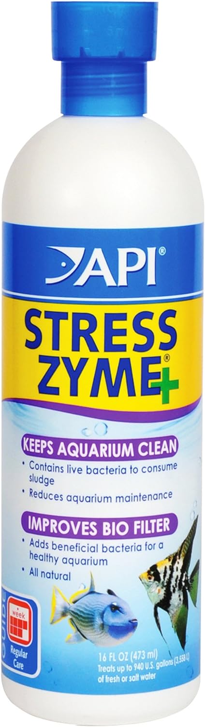 API STRESS ZYME Freshwater and Saltwater Aquarium Cleaning Solution 16-Ounce Bottle