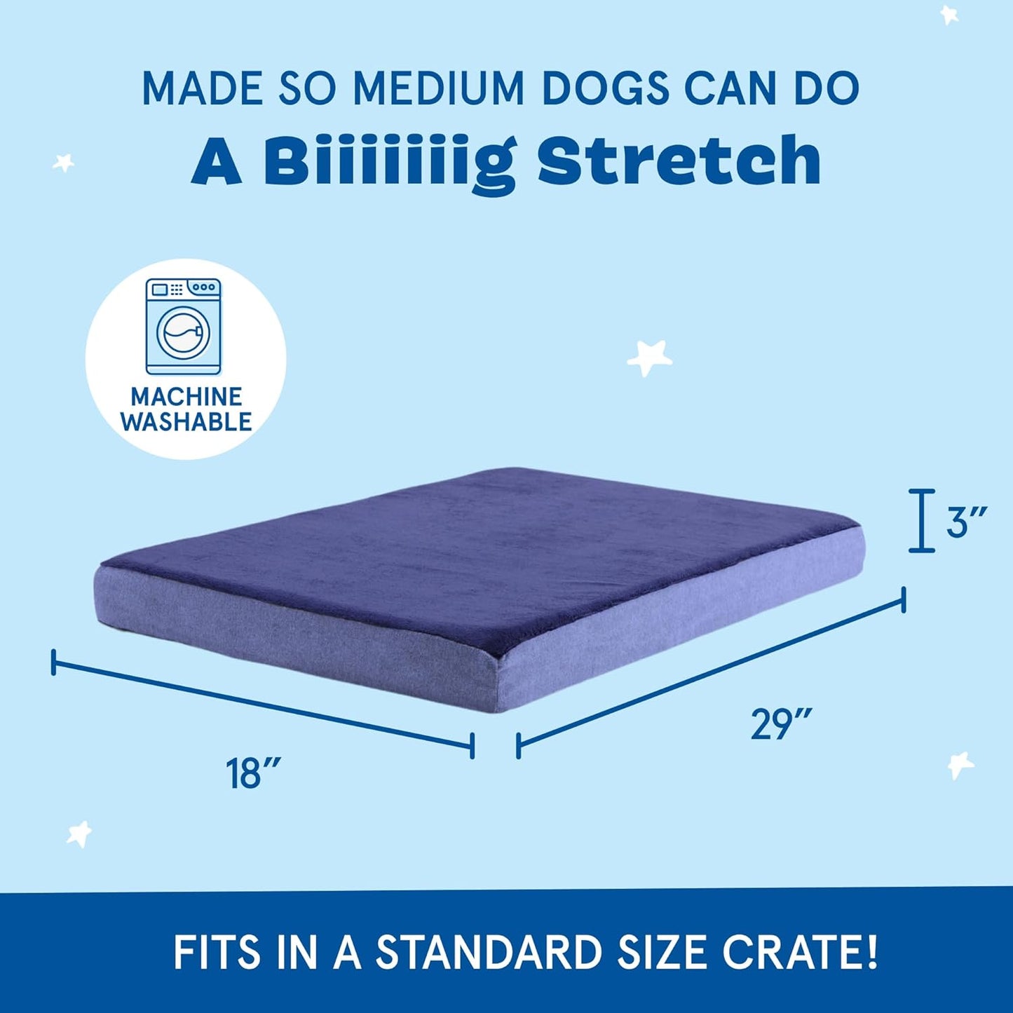 Barkbox Orthopedic Dog Bed with Memory Foam, Premium Comfort for Dogs and Puppies, Dog Bed for Joint Relief and Restful Sleep, Durable and Easy to Clean - Navy, Medium