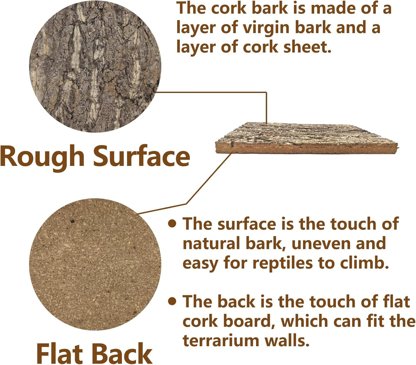 Tfwadmx 2Pcs Terrarium Cork Bark Background, 11.8"x7.8" Thickened Reptile Tank Tree Backdrop Wall Decor Habitat Climbing Mat Decoration for Lizard, Turtle, Gecko, Bearded Dragon, Frog, Chameleon