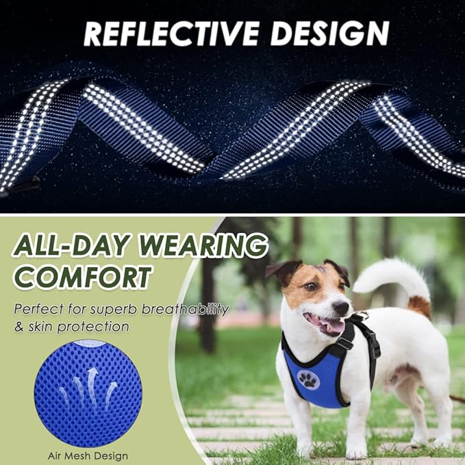 Lukovee Dog Seat Belt for Car, Adjustable Dog Car Harness for Large Medium Small Dogs, Soft Padded & Breathable Mesh Dog Seatbelt with Car Strap and Carabiner(Blue Double Clip,Large)