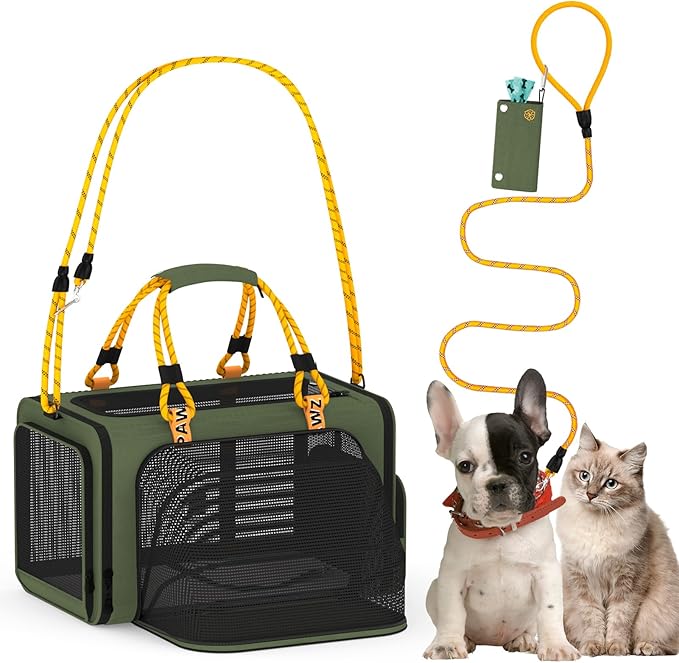 PAWZIDEA Expandable Soft-Sided Pet Carrier 18″×11″×11″, TSA Airline Approved Travel Bag for Small Dog & Animal, Top-Load Large Cat Carrier Under Seat 2 Cats, Collapsible Puppy Carry ID Tag, Up to 16lb