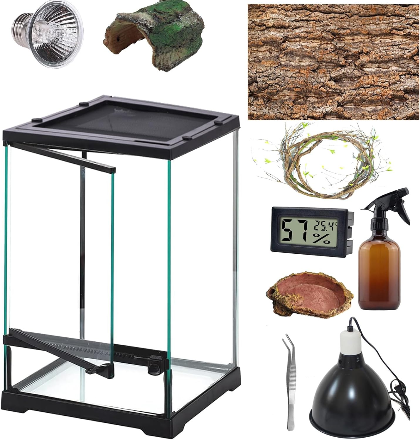 SARUFO Reptile Terrariums Tank (10 PCS) Front Opening Door 8"x8"x12" Amphibian Tank Starter Kit, Suitable for Small Reptiles Such as Geckos, Snakes, Lizards, Chameleons, Serpents