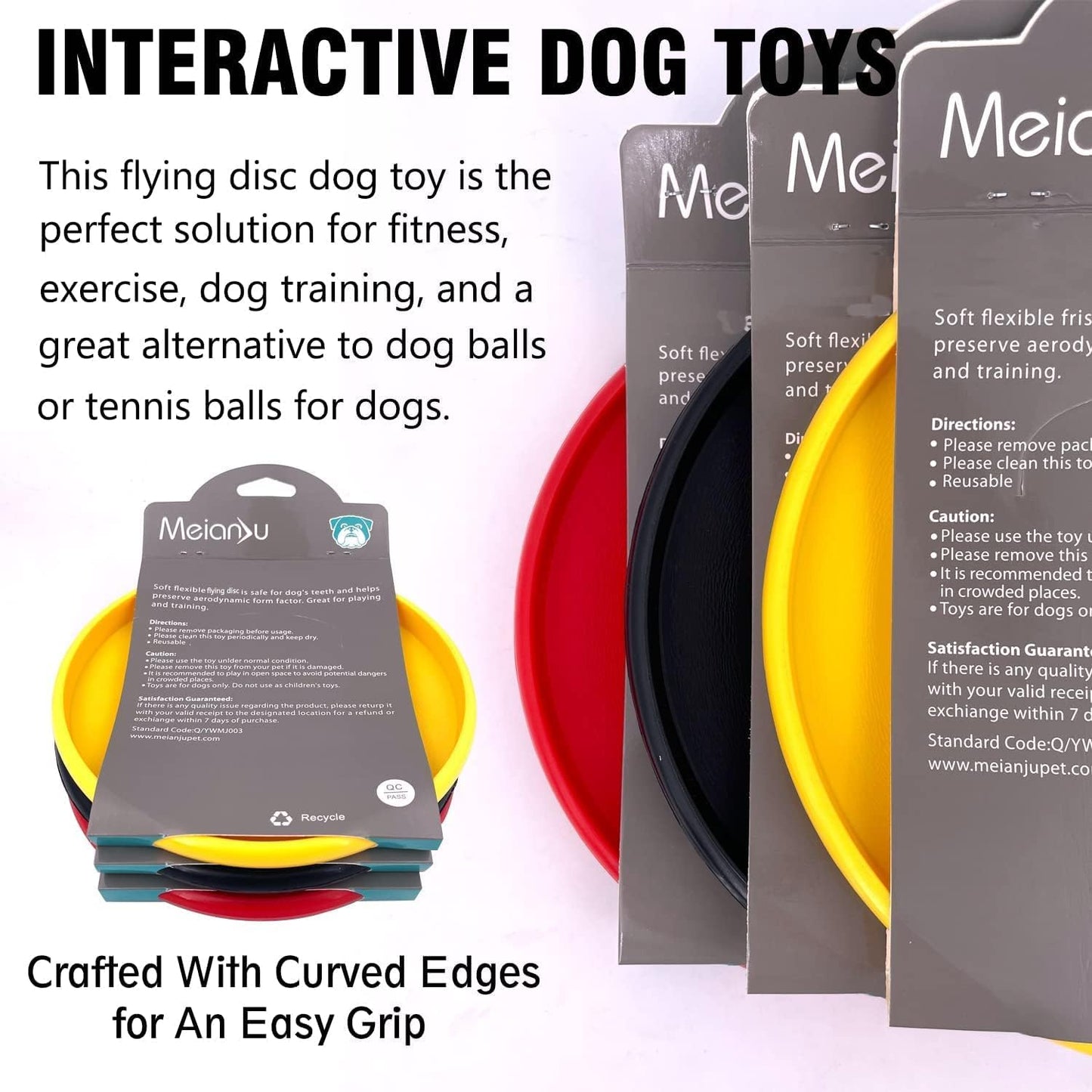 Dog Flying Disc, 3 Pcs Competition Dog Flyer Toy, Soft Indestructible Rubber Lightweight Flying Discs Toy for Dogs - Floats On Water, Gentle On Teeth and Gums