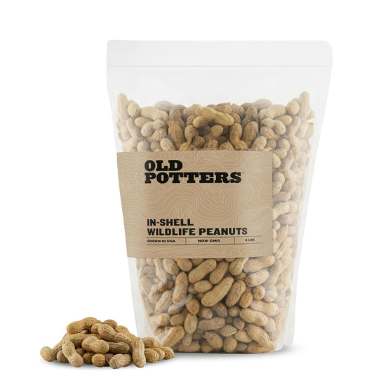 Old Potters Wildlife in-Shell Peanuts for Birds, Squirrels, and Wildlife. USA Grown Non-GMO Raw in-Shell Peanuts (in-Shell, 4 lbs)