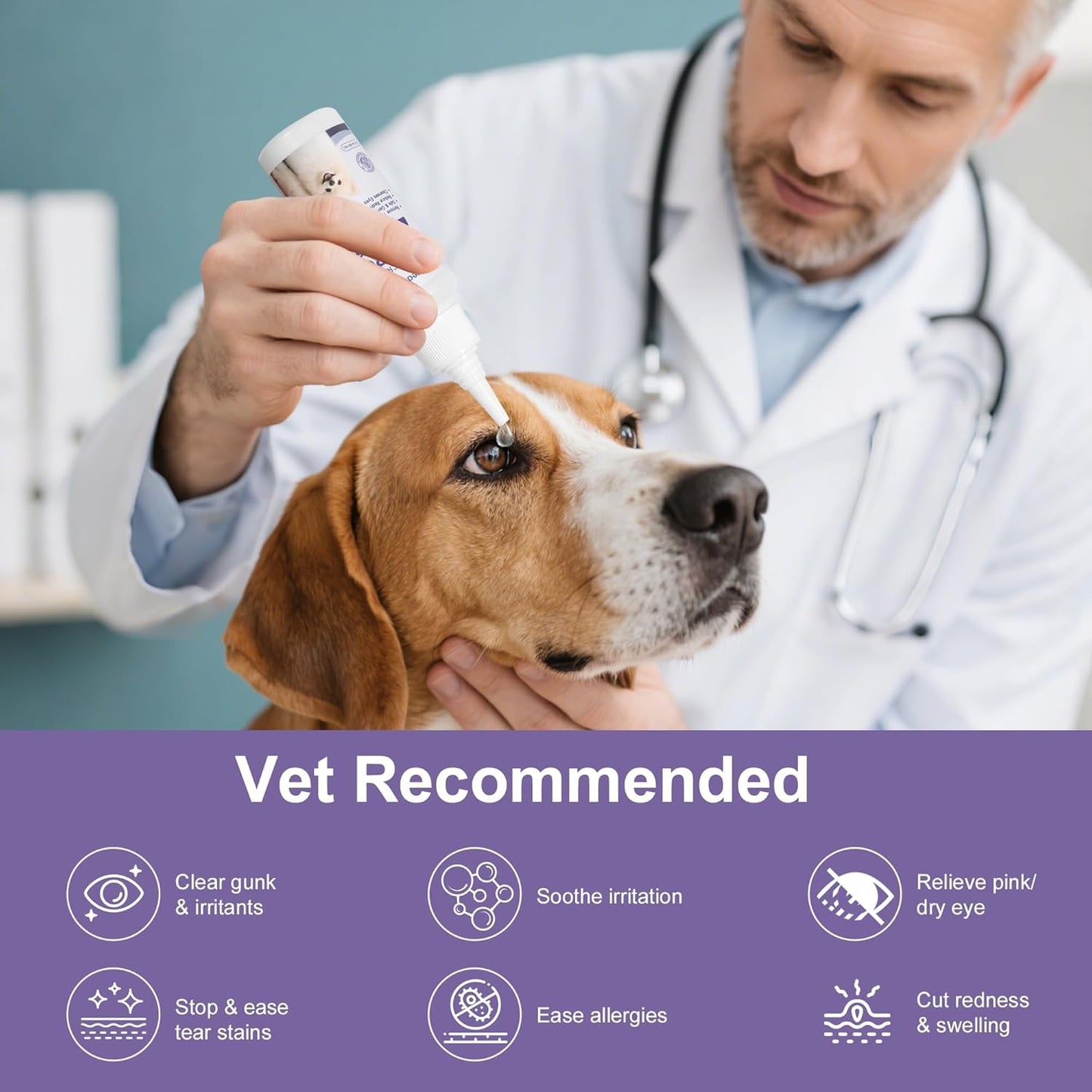 Enredadera Dog Eye Drops, Pet Eye Drops for Dogs and Cats, Vet-Approved Dog Eye Infection Treatment for Tear Stain Remover&Pink Eye Relief,Dog Conjunctivitis Eye Drops for Infection,Pet Eye Wash(60ml)