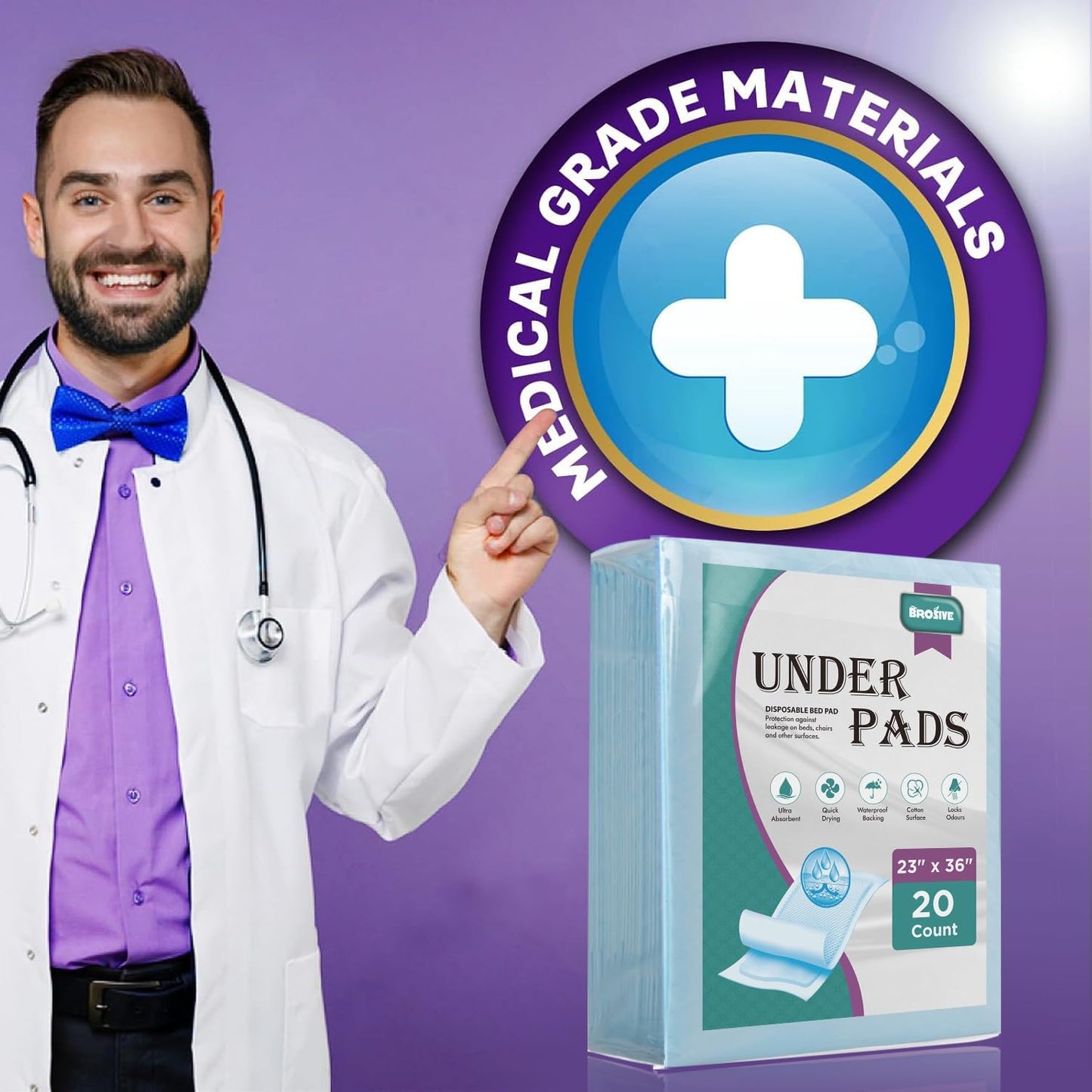 Disposable Bed Pads for Incontinence 23" x 36" - 20 Count, Leak-Proof Chucks Pads for Adults, Kids and Pets, Absorbent Disposable Underpads, Incontinence Bed Pads Disposable for Beds