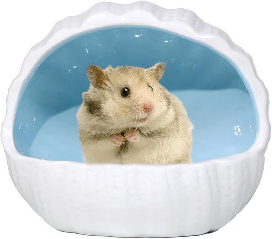 Ceramic Hamster Hideout Guinea Pigs House Guinea Pig Accessories Sand Bathes for Small Pets Hamster Accessories for Cages for Guinea Pigs Chinchillas Gerbils Hedgehogs (Blue)