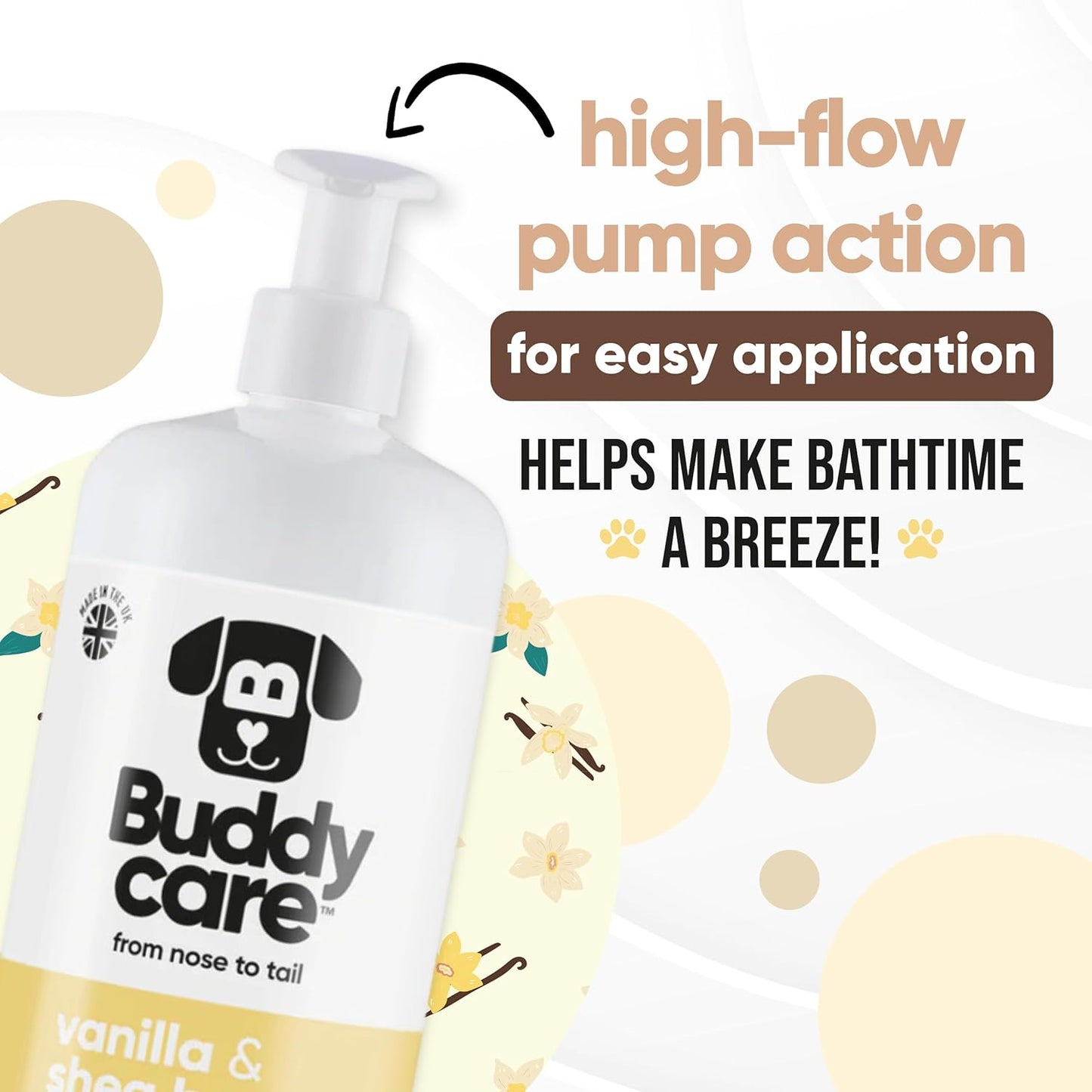 Vanilla & Shea Butter Dog Shampoo - (33.8oz) Itch Relief & Dog Shampoo Sensitive Skin Care, Dog Shampoo and Conditioner, Premium Dog Grooming Supplies for All Breeds