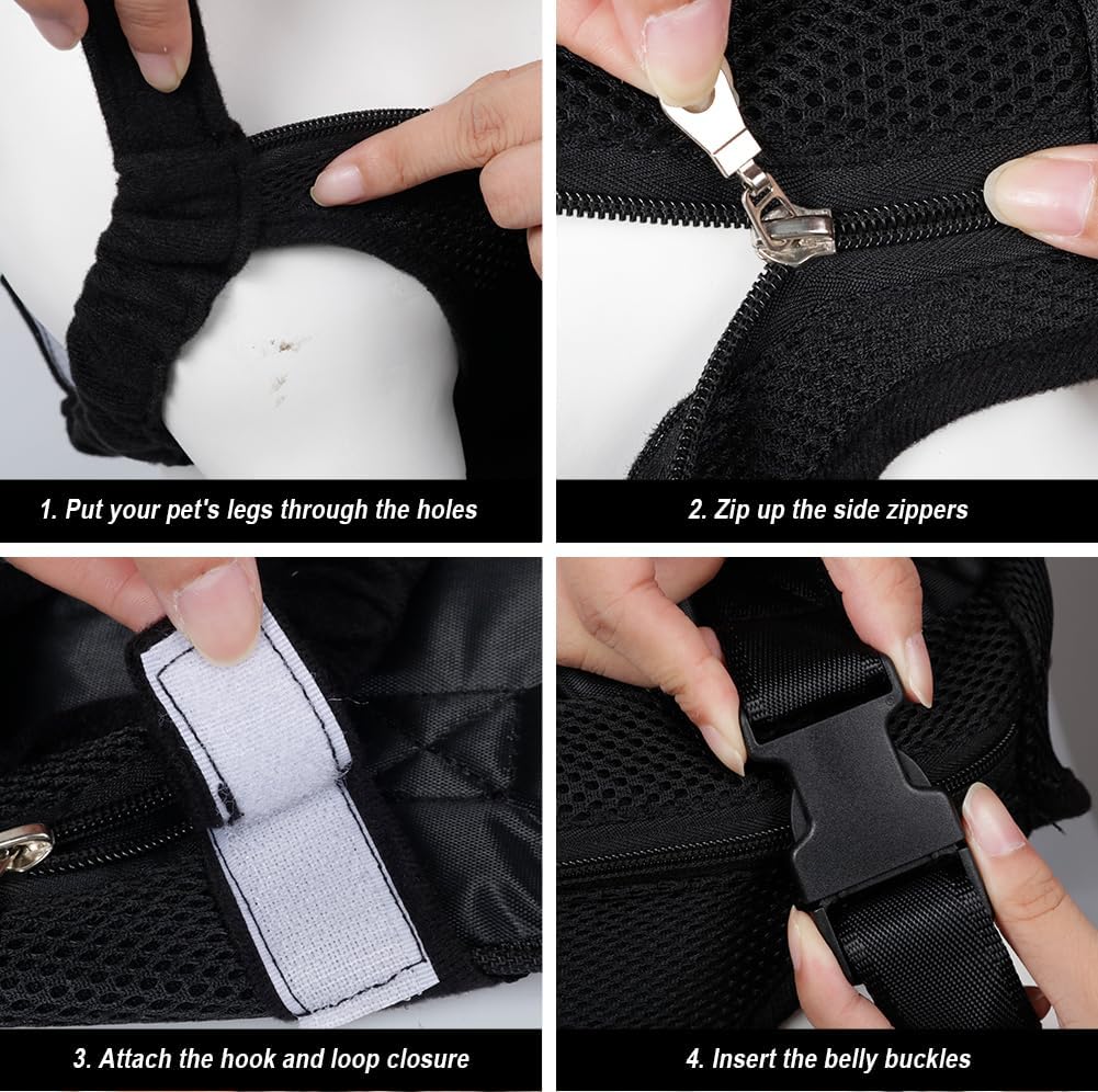 FEimaX Dog Carrier Backpack Pet Legs Out Front Cat Travel Bag, Adjustable Puppy Backpacks Carriers Hands-Free for Small Medium Dogs Cats Hiking Traveling Camping Daily Walking (Small, Black)