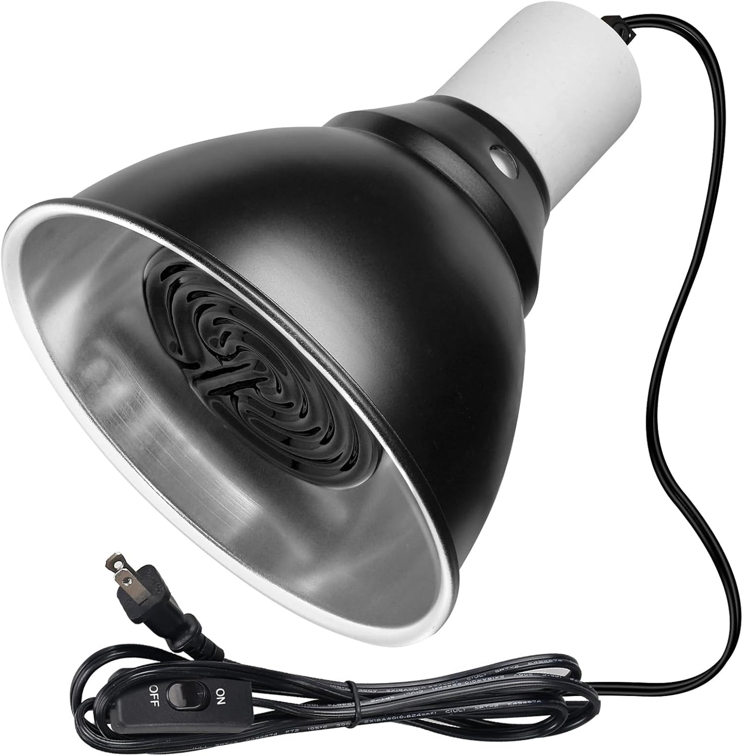 Reptile Lamp Bulb Fixture 5.5 Inch Deep Dome with Switch - Ideal for 60W/75W/100W/150W Heat Lamp Bulbs, Compatible with All E26 UVA/UVB/Basking Heat Bulbs, Supports Up to 150 Watts