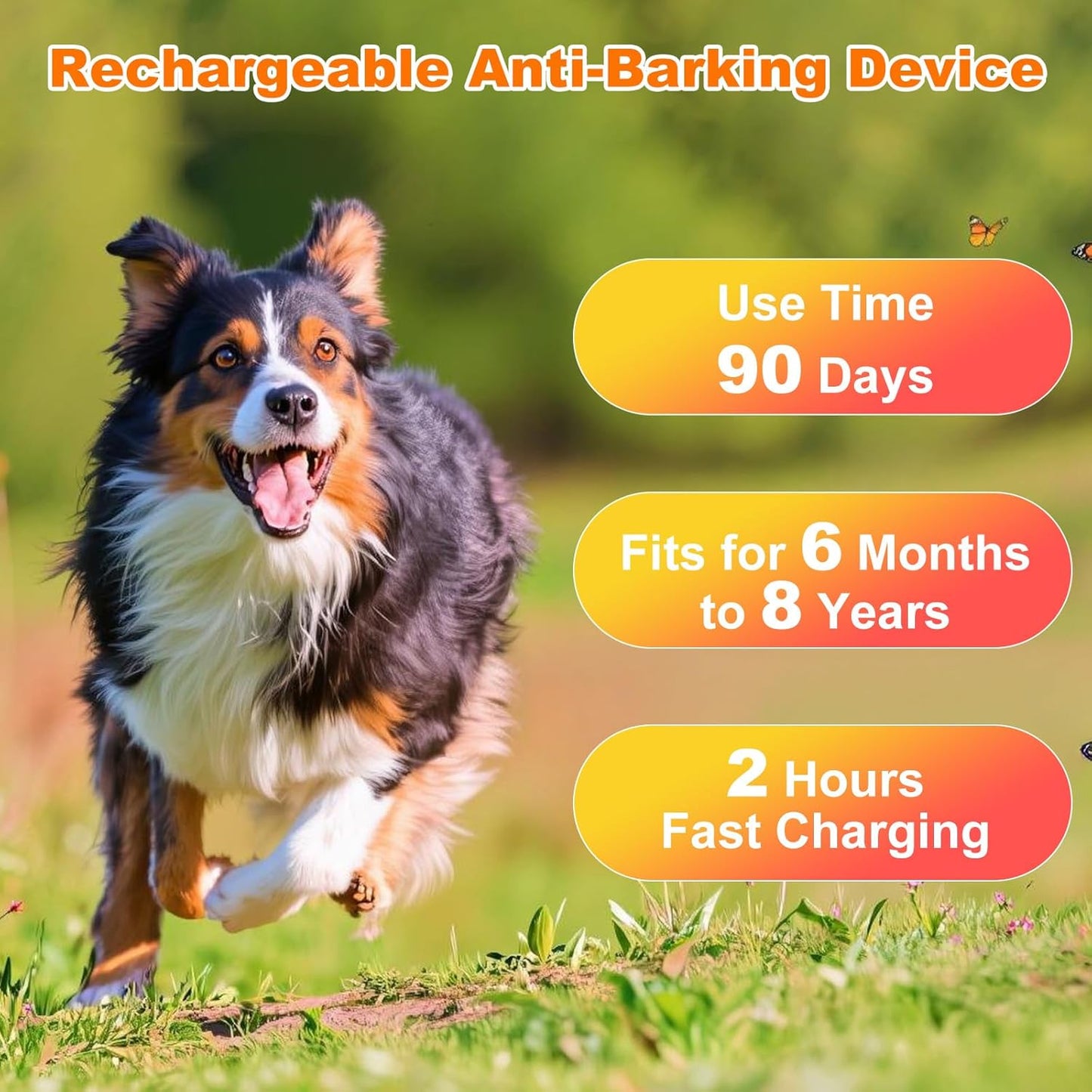 Dog Bark Deterrent Device, 2025 Anti Barking Device for Dogs 2X Ultrasonic to Stop Barking Neighbors Dog, 5 Adjustable Modes Up to Dogs 50ft Long Range, Bark Control Indoor Outdoor with Flashlight