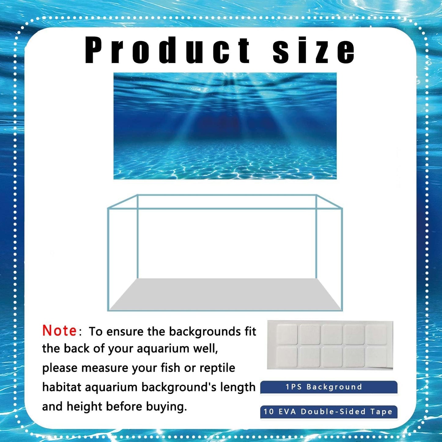 Natural Undersea Aquarium Background, Underwater Ocean Sunlight Fish Tank Background 36X18IN with 8 EVA Double-Sided Tape