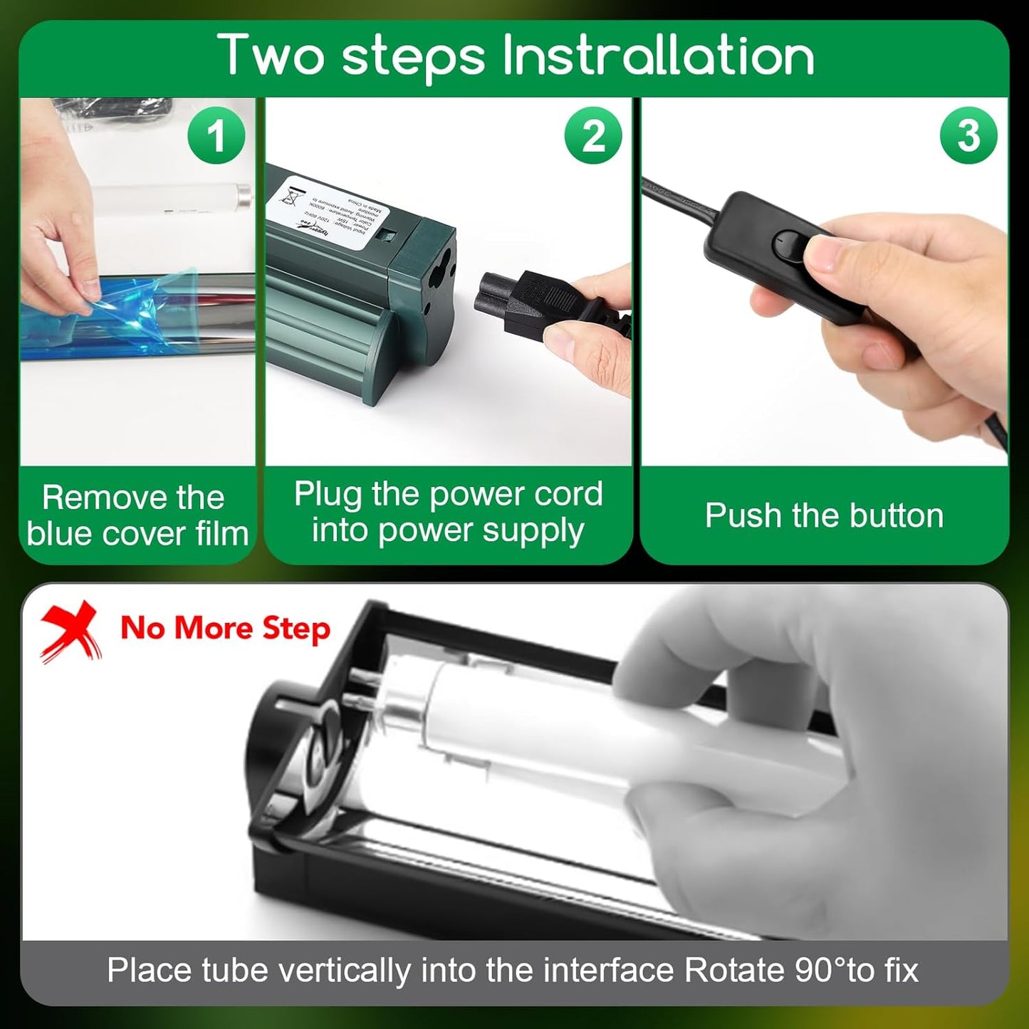 T8 Reptile Light Fixture Combo Kit 15W Light Fixture Jungle Green Reptile Terrarium Hood 10.0 UVB Light Bulb Fluorescent Tube for Bearded Dragon Lizards Tortoise for Tropical and Deserts Reptile lamp