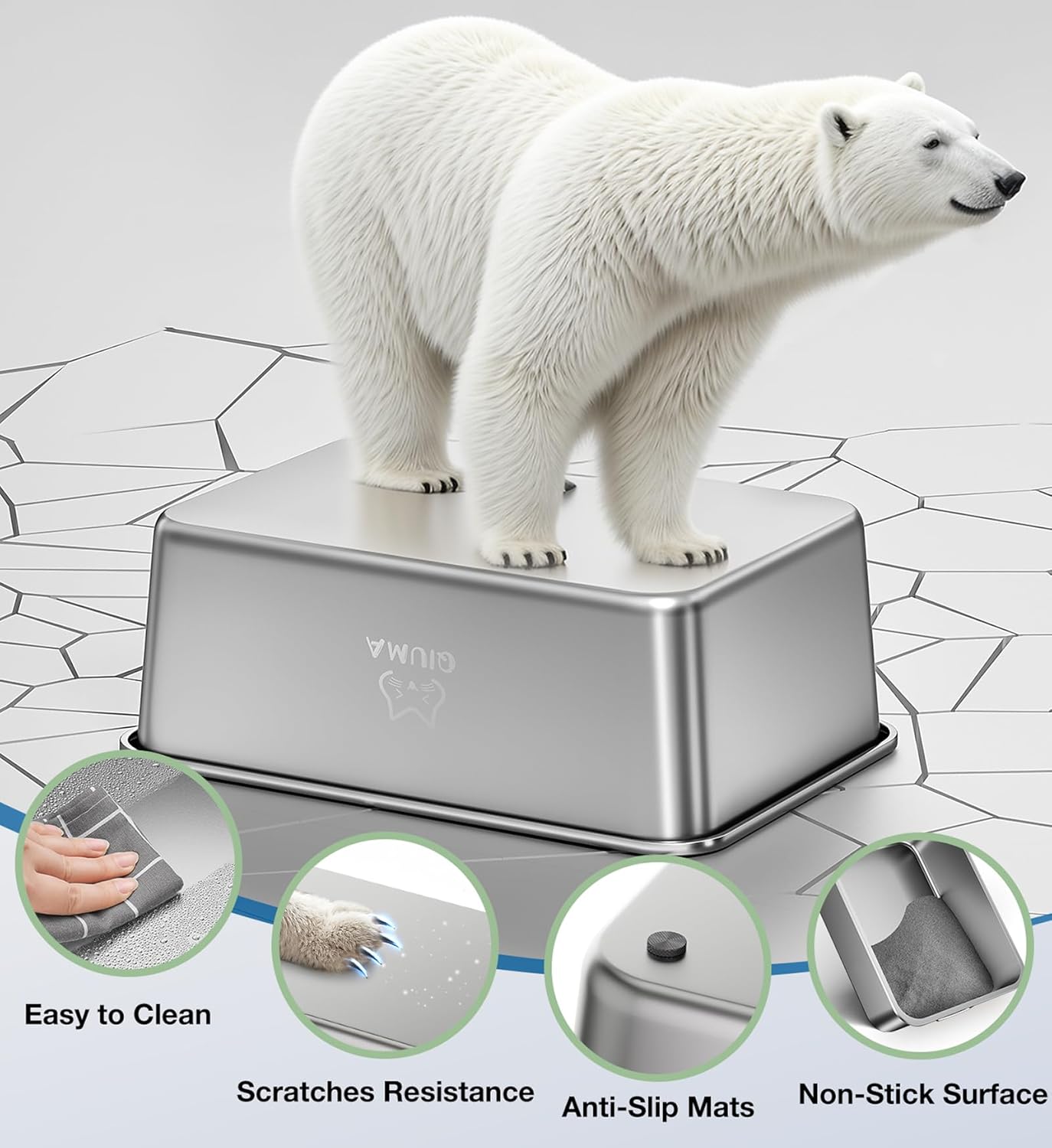 Stainless Steel Litter Box, Large Metal Cat Litter Box for Big and Small Cats, Non-Stick, Easy to Clean, Odor-Free, 19.5" L×13.6" W×3.9" H, Blush Pink