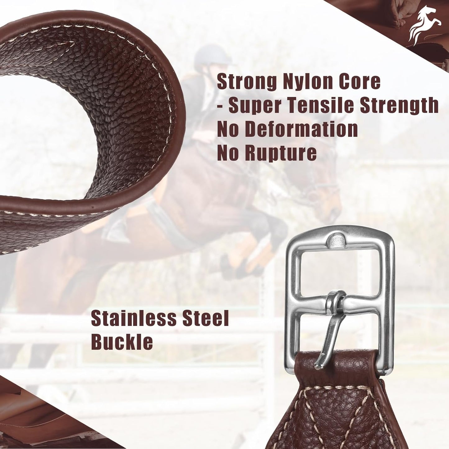 Jeereal Stability Stirrup Leathers with Strong Nylon Core for Equestrian Riding Wide Body English Stirrup Leathers
