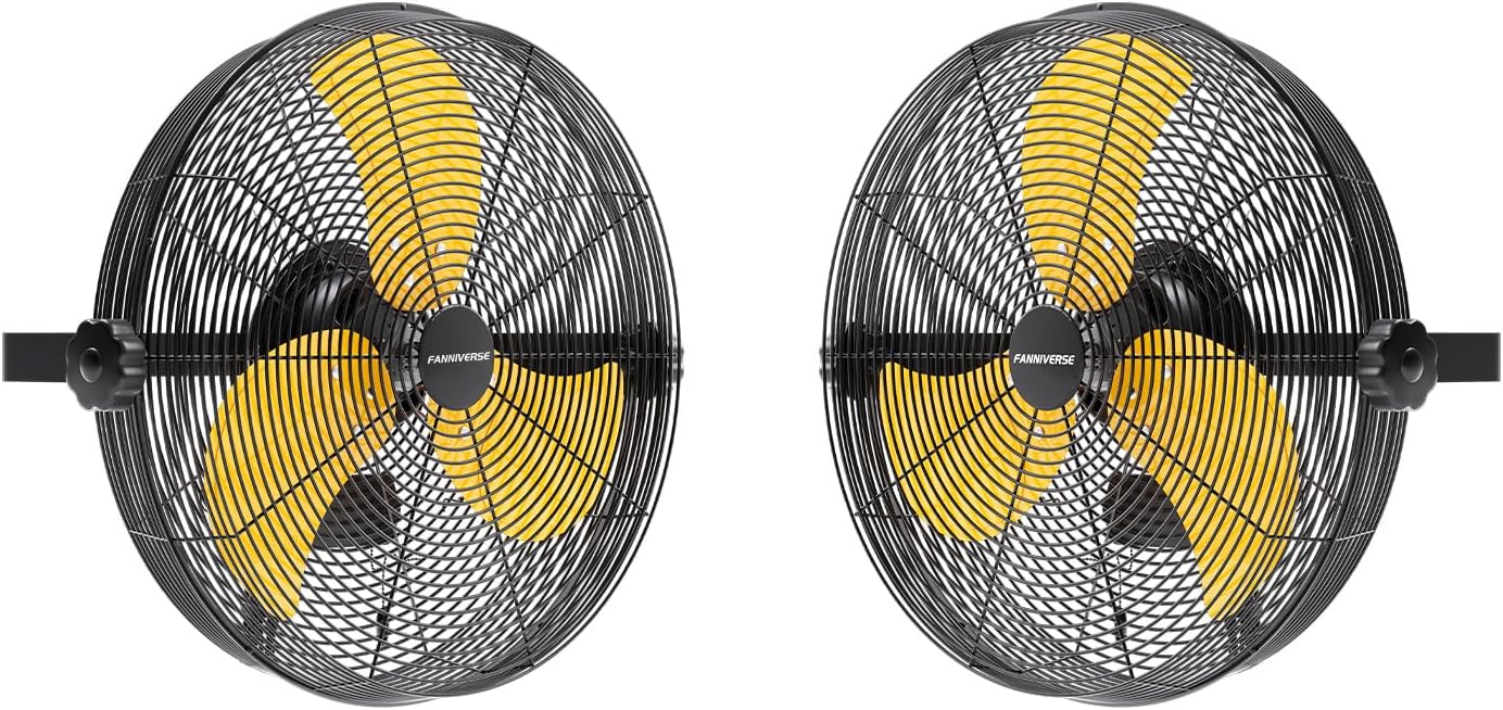 2PCS 14 Inch Wall Fan Pro Series - Waterproof Motor High Velocity Wall Mount Fans for Commercial, Residential, Warehouse, Covered Patio, Shop, Garage, Barn 3 Speed 3000 CFM UL Safety Listed