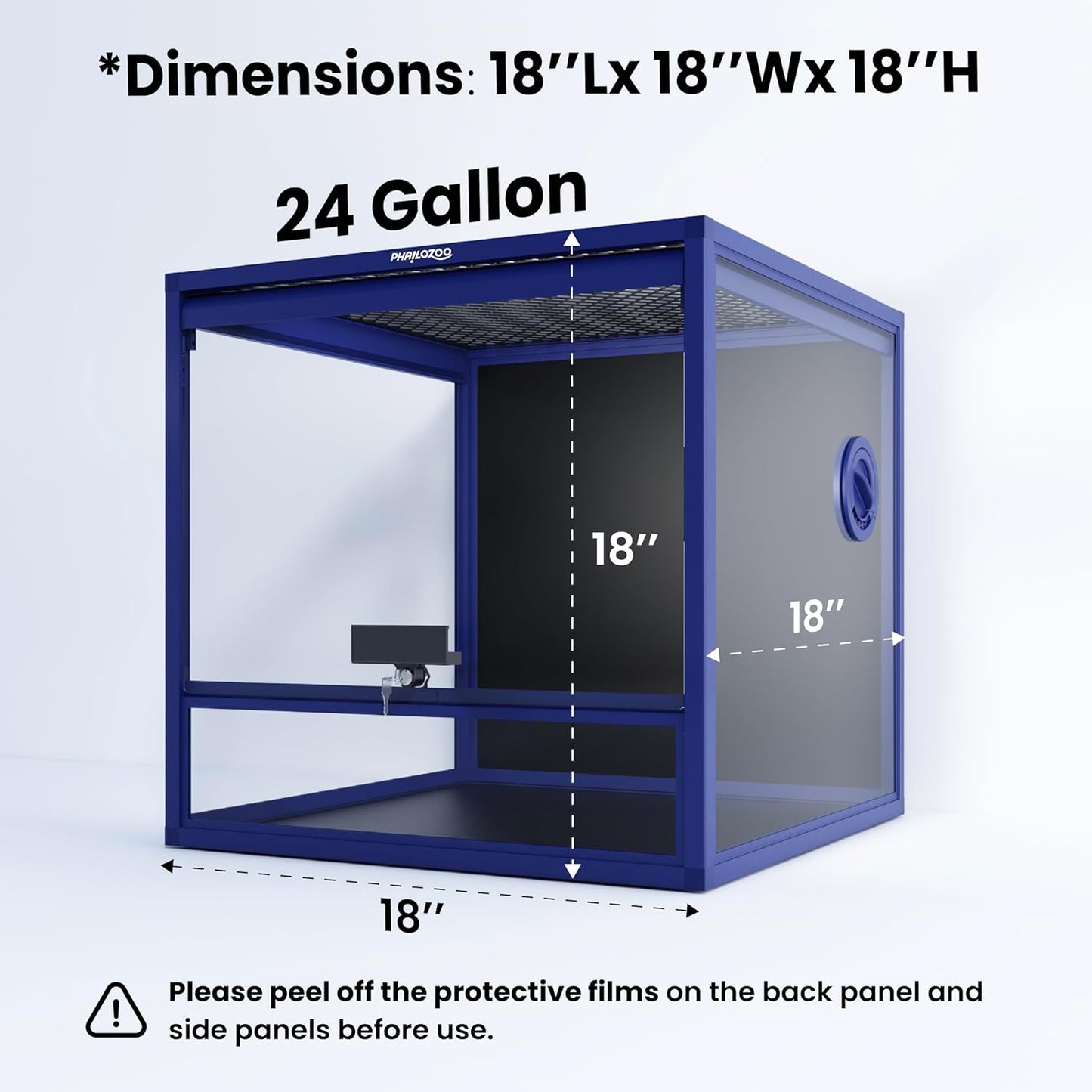 MagicCube 18'' x 18'' x 18'' Reptile Tank with Lock, 24 Gallon Reptile Terrarium with Flip-Up Tempered Glass Door, Top Screen Ventilation for Leopard Gecko - Bottom Not Leakproof