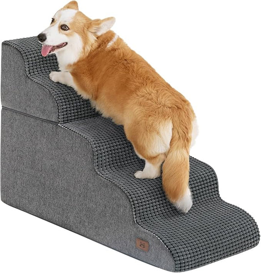 Dog Step for Bed, Dog Stair 5-Step 35D Pet Stair 22.8" H for High Bed or Sofa Non-Slip Balanced Pet Step Indoor, Grey